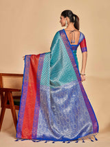 Mimosa Women's Woven Design Kanjivaram Art Silk Saree With Blouse Piece : SA00001285RMFREE