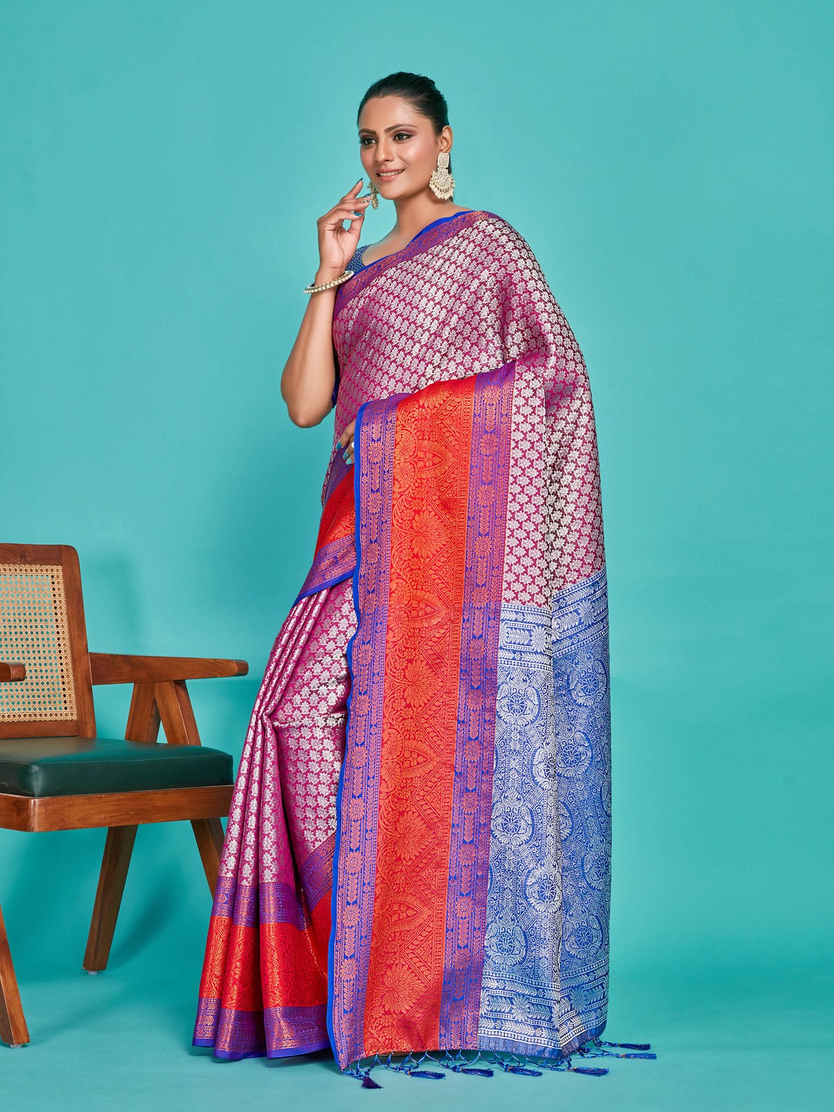 Mimosa Women's Woven Design Kanjivaram Art Silk Saree With Blouse Piece : SA00001285VLFREE