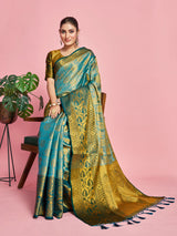 Mimosa Women's Woven Design Kanjivaram Art Silk Saree With Blouse Piece : SA00001292ANFREE