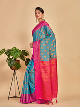 Mimosa Women's Woven Design Kanjivaram Art Silk Saree With Blouse Piece : SA00001294RMFREE