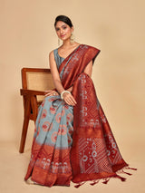 Mimosa Women's Woven Design Kanjivaram Art Silk Saree With Blouse Piece : SA00001295GYFREE