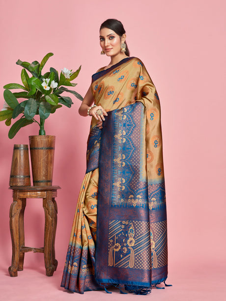 Mimosa Women's Woven Design Kanjivaram Art Silk Saree With Blouse Piece : SA00001295TSFREE