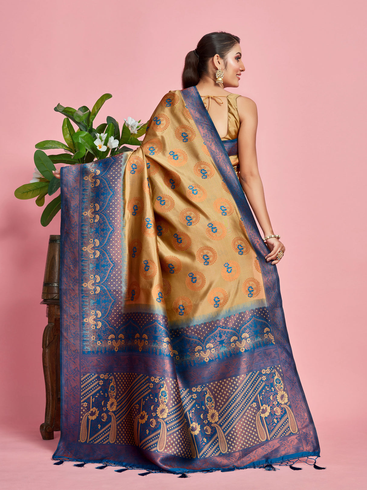 Mimosa Women's Woven Design Kanjivaram Art Silk Saree With Blouse Piece : SA00001295TSFREE