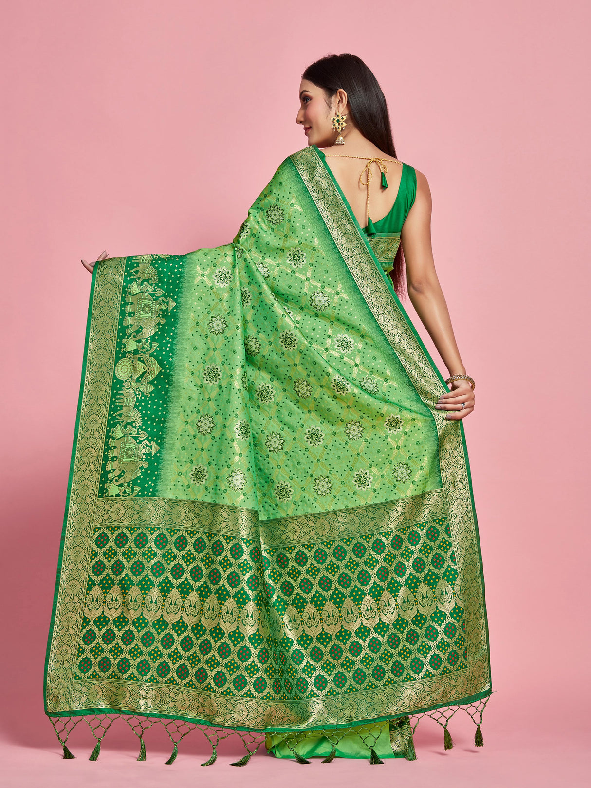 Mimosa Women's Woven Design Patola Art Silk Saree With Blouse Piece : SA00001296PGFREE