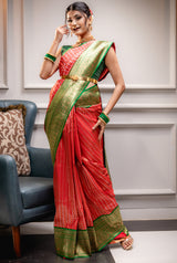 Mimosa Women's Woven Design Kanjivaram Style Art Silk Saree With Blouse Piece : SA00001670REDFREE