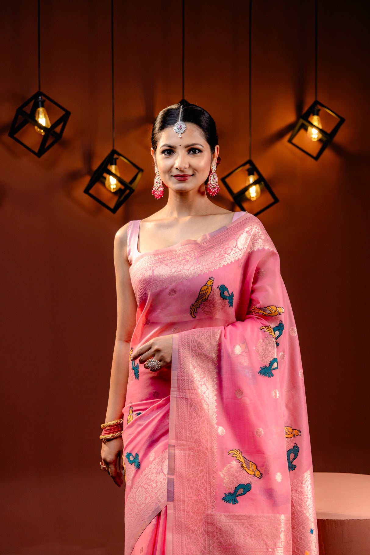 Mimosa Women's Woven Design Banarasi Style Art Silk Saree With Blouse Piece : SA00001739PNKFREE