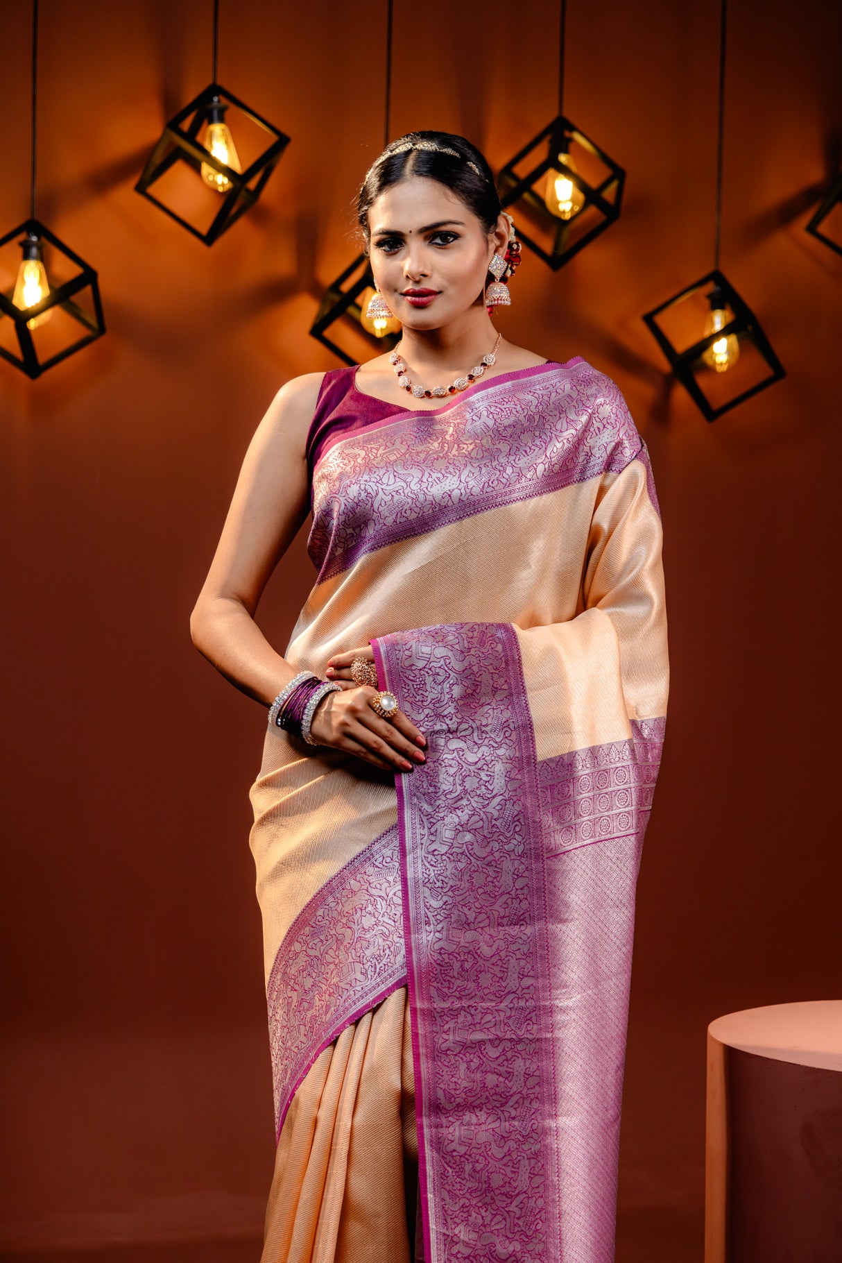 Mimosa Women's Woven Design Kanjivaram Style Art Silk Saree With Blouse Piece : SA00001761PCFREE