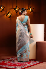 Mimosa Women's Woven Design Banarasi Style Art Silk Saree With Blouse Piece : SA00001764SFFREE