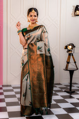 Mimosa Women's Woven Design Kanjivaram Style Art Silk Saree With Blouse Piece : SA00001778PSFREE