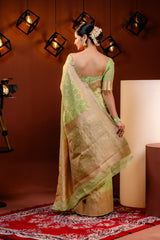 Mimosa Women's Woven Design Banarasi Style Art Silk Saree With Blouse Piece : SA00001781PSFREE