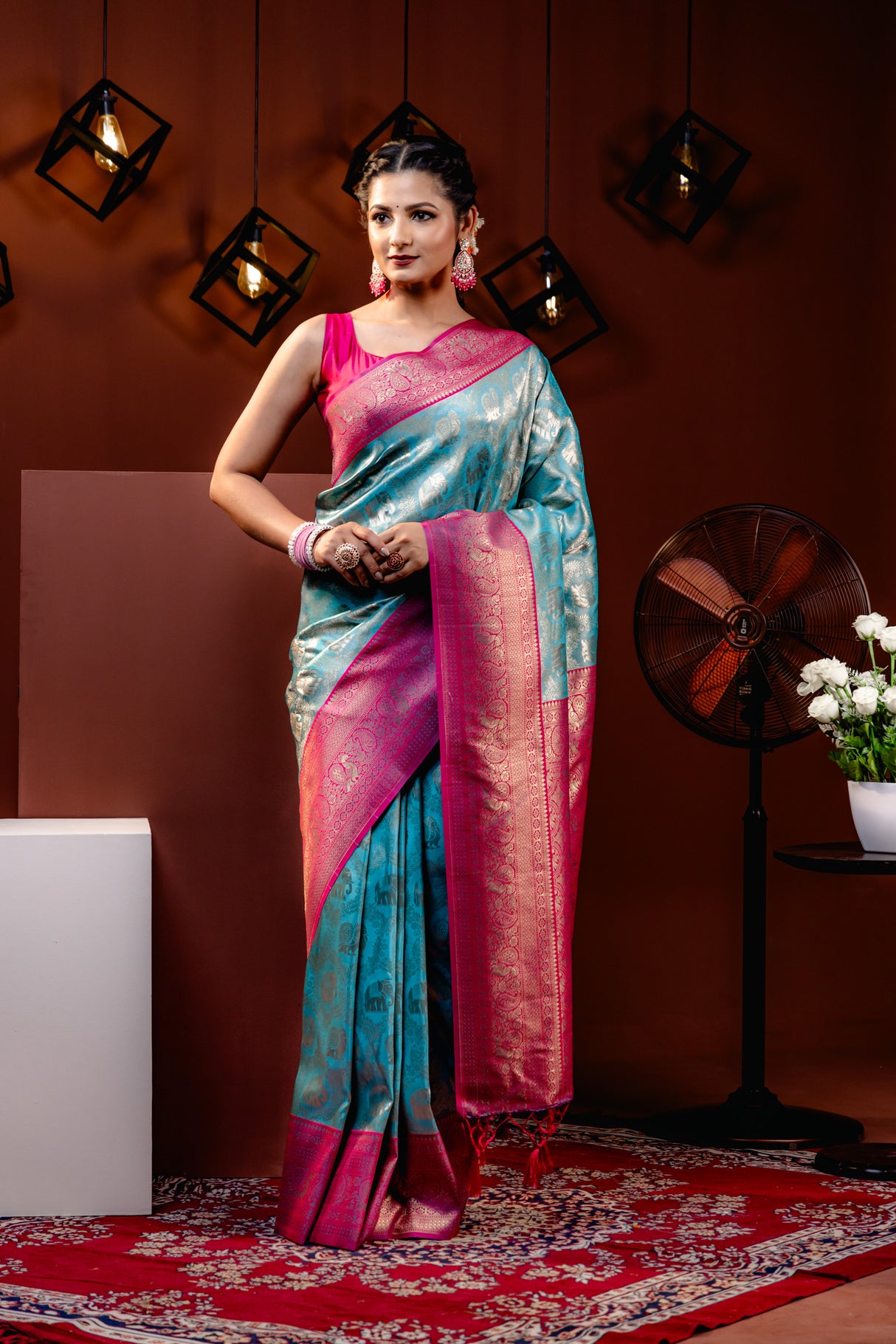 Mimosa Women's Woven Design Kanjivaram Style Art Silk Saree With Blouse Piece : SA00001783SFFREE