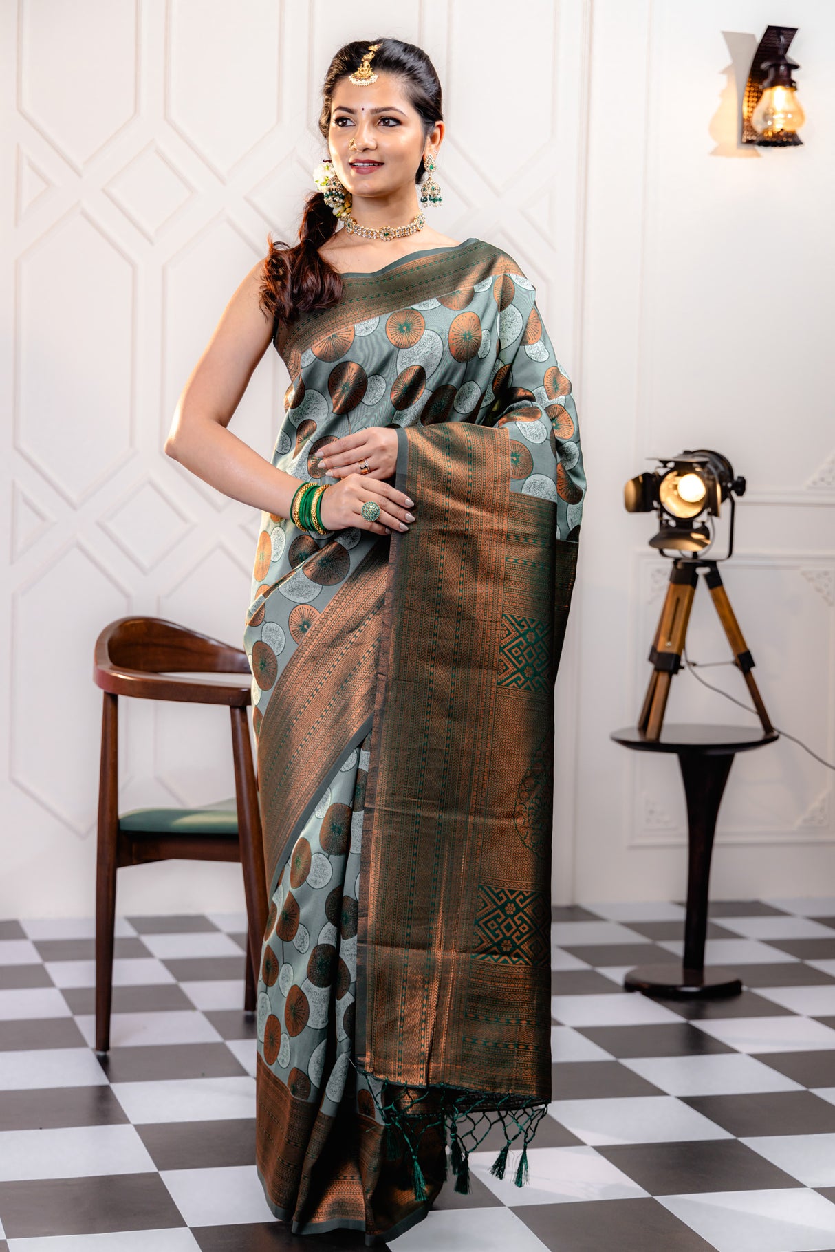 Mimosa Women's Woven Design Kanjivaram Style Art Silk Saree With Blouse Piece : SA00001789PSFREE