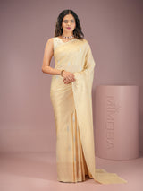 Mimosa Women's Woven Design Kasavu Style Crepe Saree With Blouse Piece : SA00001930WHFREE