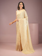 Mimosa Women's Woven Design Kasavu Style Crepe Saree With Blouse Piece : SA00001930WHFREE