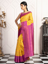 Mimosa Women's Woven Design Pochampally Style Art Silk Saree With Blouse Piece : SA00001948GDFREE