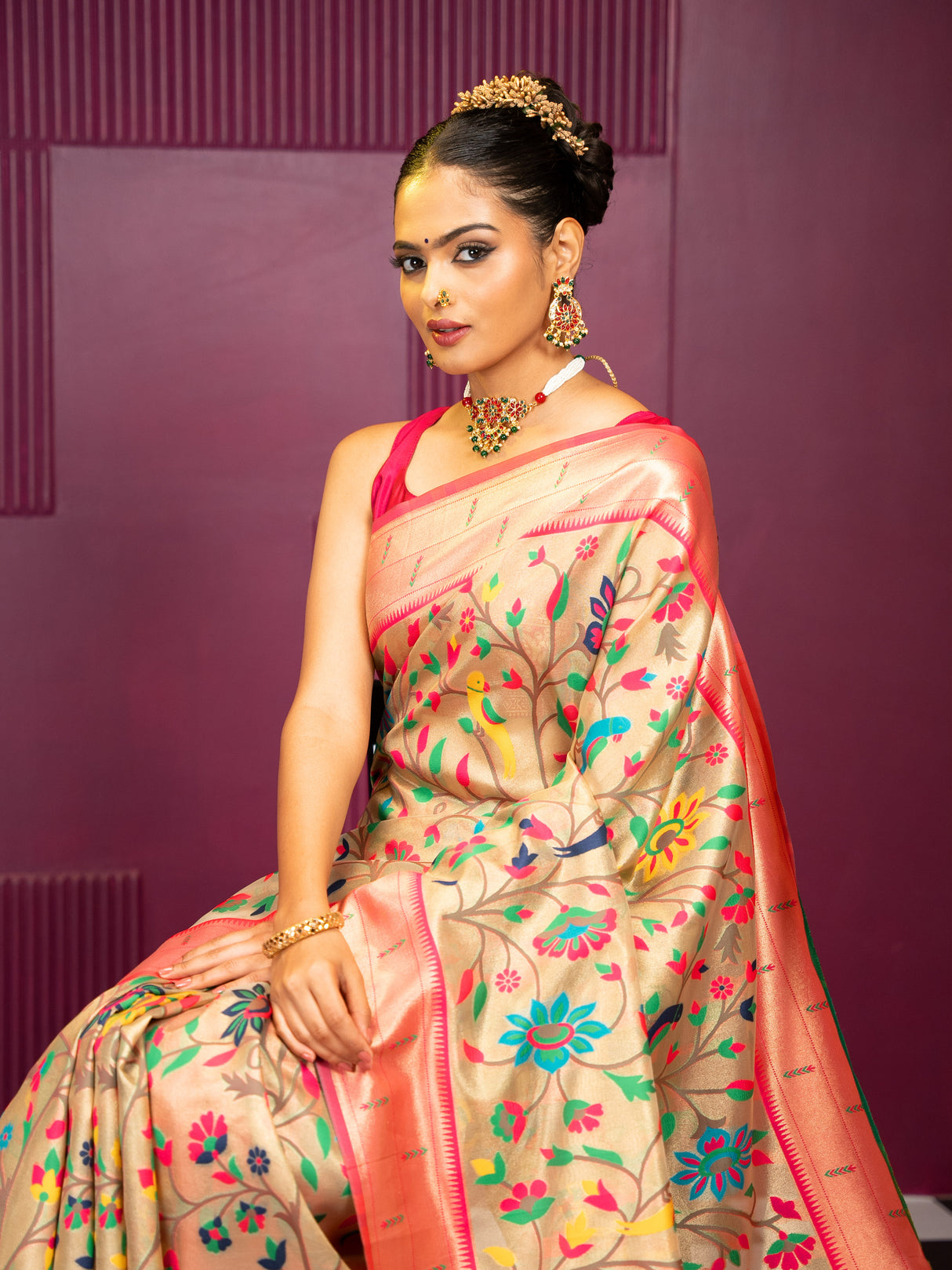 Mimosa Women's Woven Design Banarasi Style Art Silk Saree With Blouse Piece : SA00001950RNFREE