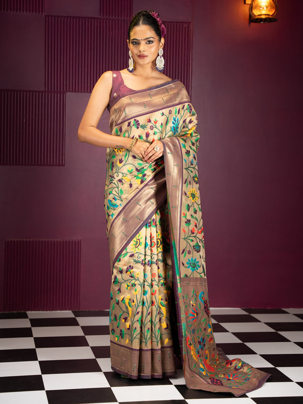 Mimosa Women's Woven Design Banarasi Style Art Silk Saree With Blouse Piece : SA00001950WNFREE