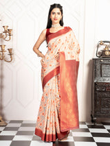 Mimosa Women's Woven Design Pochampally Style Art Silk Saree With Blouse Piece : SA00001953PCFREE