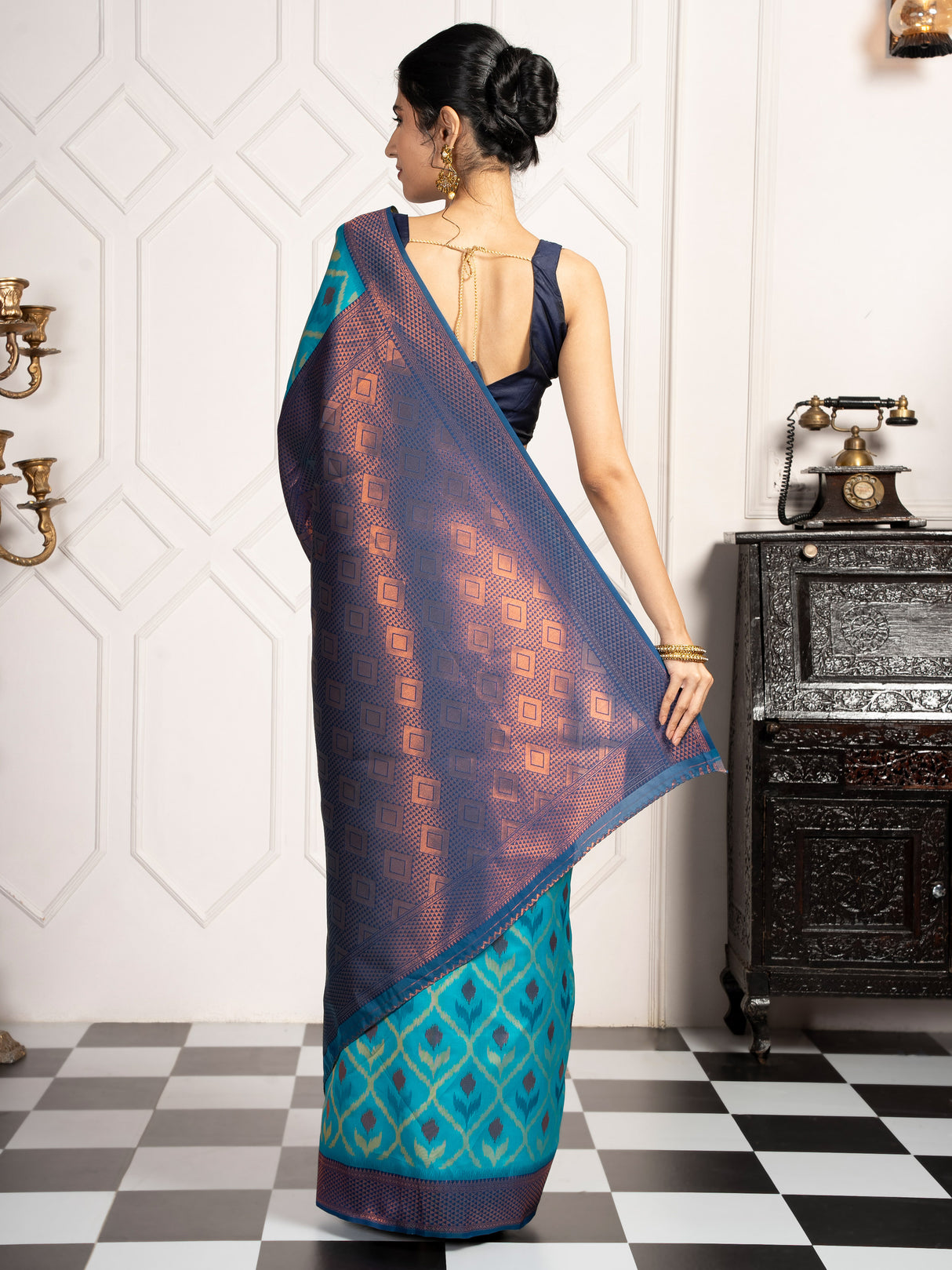 Mimosa Women's Woven Design Pochampally Style Art Silk Saree With Blouse Piece : SA00001953SFFREE