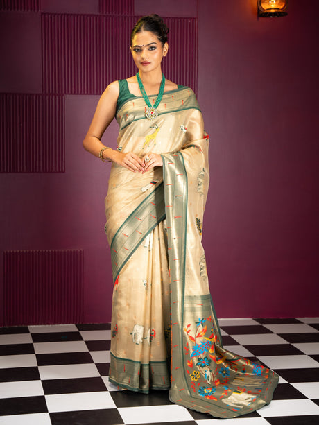 Mimosa Women's Woven Design Banarasi Style Art Silk Saree With Blouse Piece : SA00001954BGFREE