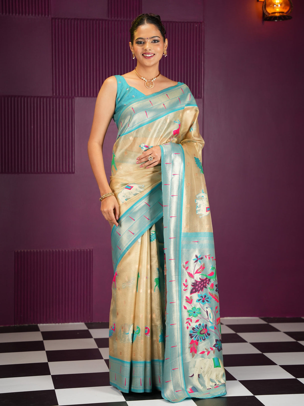 Mimosa Women's Woven Design Banarasi Style Art Silk Saree With Blouse Piece : SA00001954RMFREE