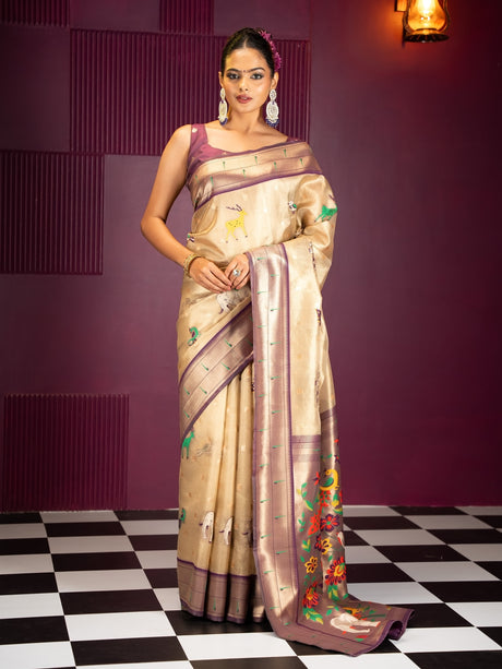 Mimosa Women's Woven Design Banarasi Style Art Silk Saree With Blouse Piece : SA00001954WNFREE