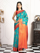 Mimosa Women's Woven Design Pochampally Style Art Silk Saree With Blouse Piece : SA00001983RMFREE