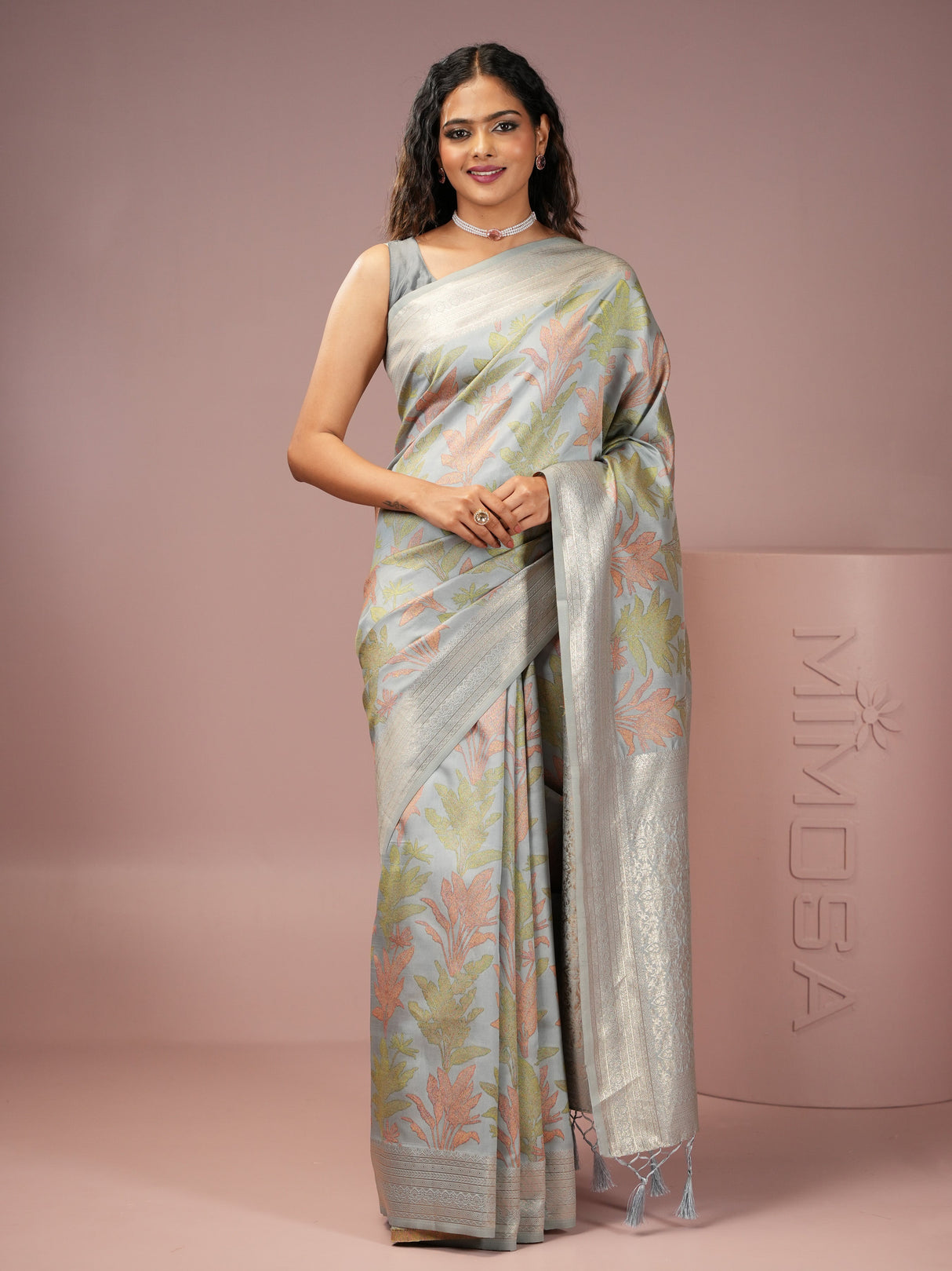 Mimosa Women's Woven Design Banarasi Style Art Silk Saree With Blouse Piece : SA00001987GYFREE