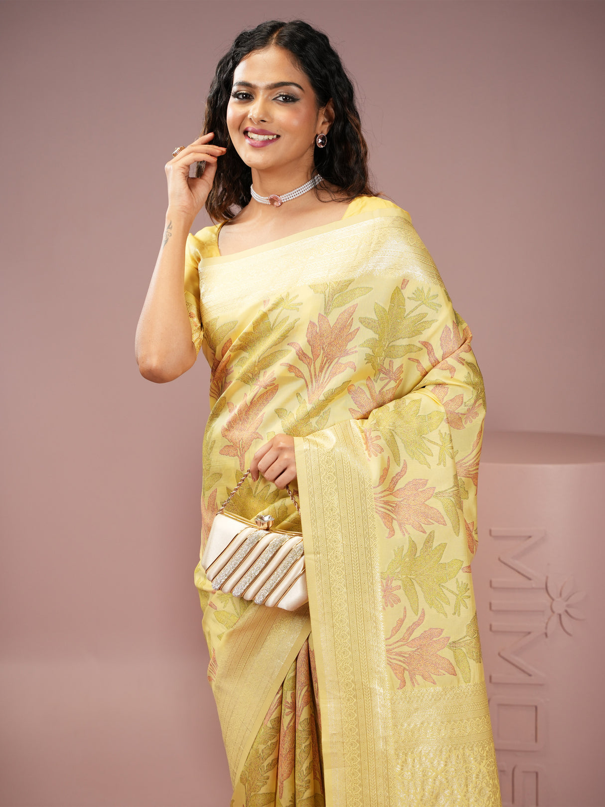 Mimosa Women's Woven Design Banarasi Style Art Silk Saree With Blouse Piece : SA00001987LMFREE