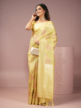 Mimosa Women's Woven Design Banarasi Style Art Silk Saree With Blouse Piece : SA00001987LMFREE