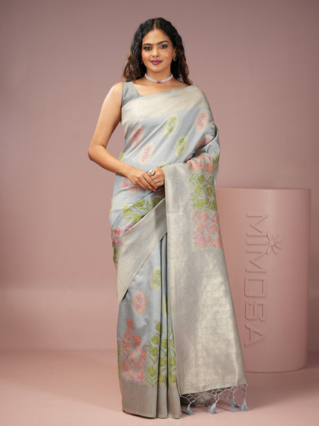 Mimosa Women's Woven Design Banarasi Style Art Silk Saree With Blouse Piece : SA00001990GYFREE