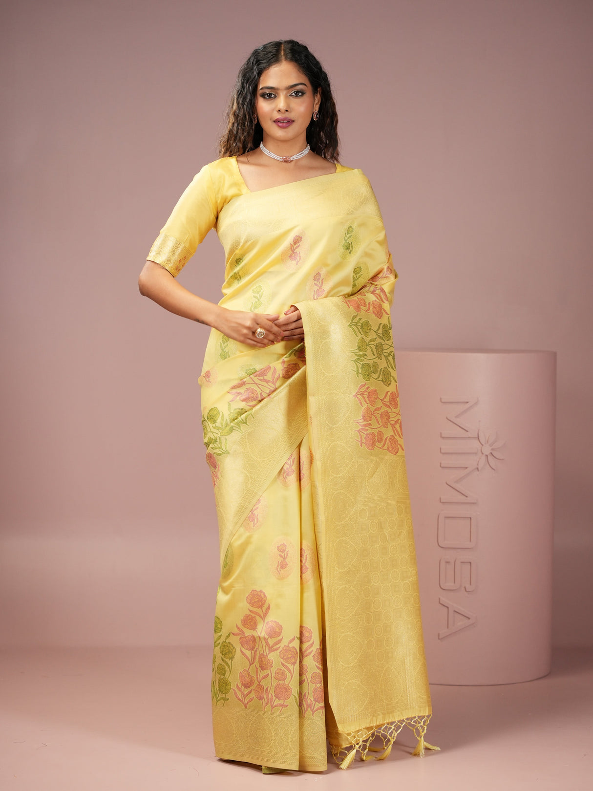 Mimosa Women's Woven Design Banarasi Style Art Silk Saree With Blouse Piece : SA00001990LMFREE