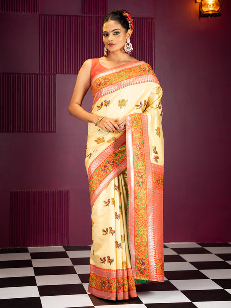 Mimosa Women's Woven Design Banarasi Style Art Silk Saree With Blouse Piece : SA00001992YLWFREE