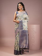 Mimosa Women's Woven Design Banarasi Style Art Silk Saree With Blouse Piece : SA00001999BLUFREE