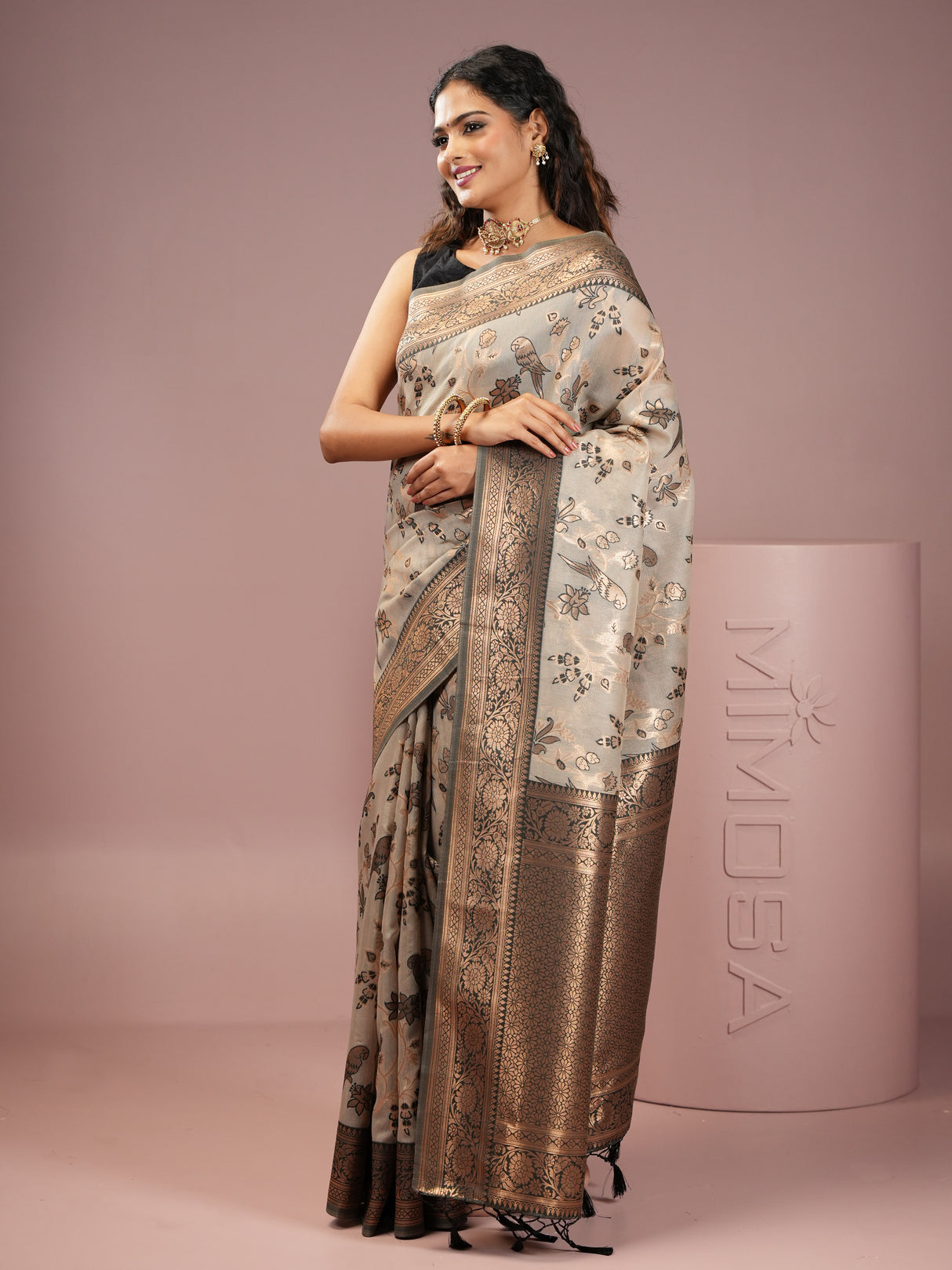 Mimosa Women's Woven Design Banarasi Style Art Silk Saree With Blouse Piece : SA00001999NVFREE