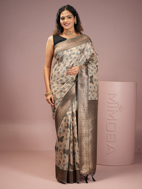 Mimosa Women's Woven Design Banarasi Style Art Silk Saree With Blouse Piece : SA00002000NVFREE