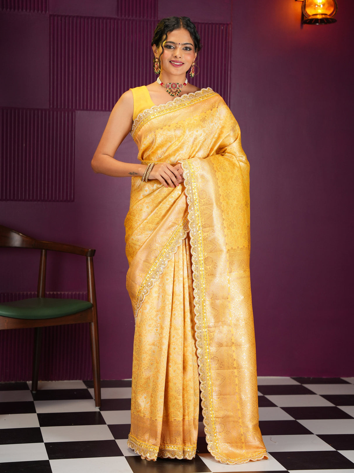 Mimosa Women's Woven Design Banarasi Style Art Silk Saree With Blouse Piece : SA00002002MSFREE