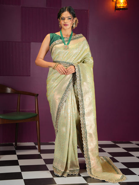 Mimosa Women's Woven Design Banarasi Style Art Silk Saree With Blouse Piece : SA00002002PSFREE