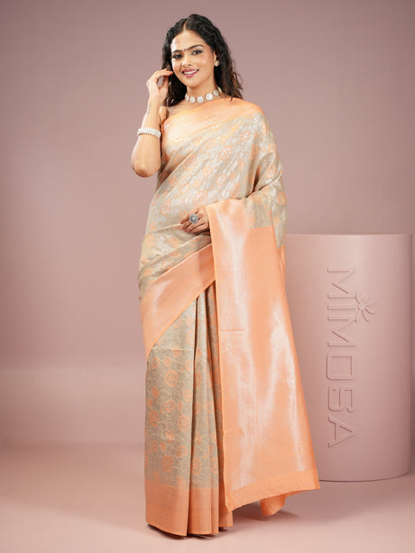 Mimosa Women's Woven Design Kanjivaram Style Art Silk Saree With Blouse Piece : SA00002003CKFREE