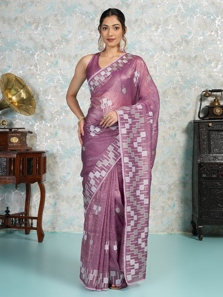 Mimosa Women's Woven Design Banarasi Style Tissue Crush Saree With Blouse Piece : SA00002009WNFREE