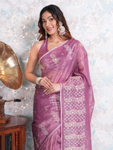 Mimosa Women's Woven Design Banarasi Style Tissue Crush Saree With Blouse Piece : SA00002012WNFREE