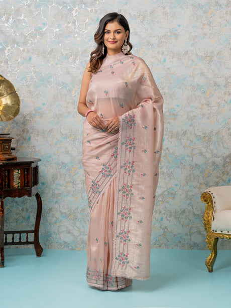 Mimosa Women's Woven Design Banarasi Style Tissue Crush Saree With Blouse Piece : SA00002017TSFREE