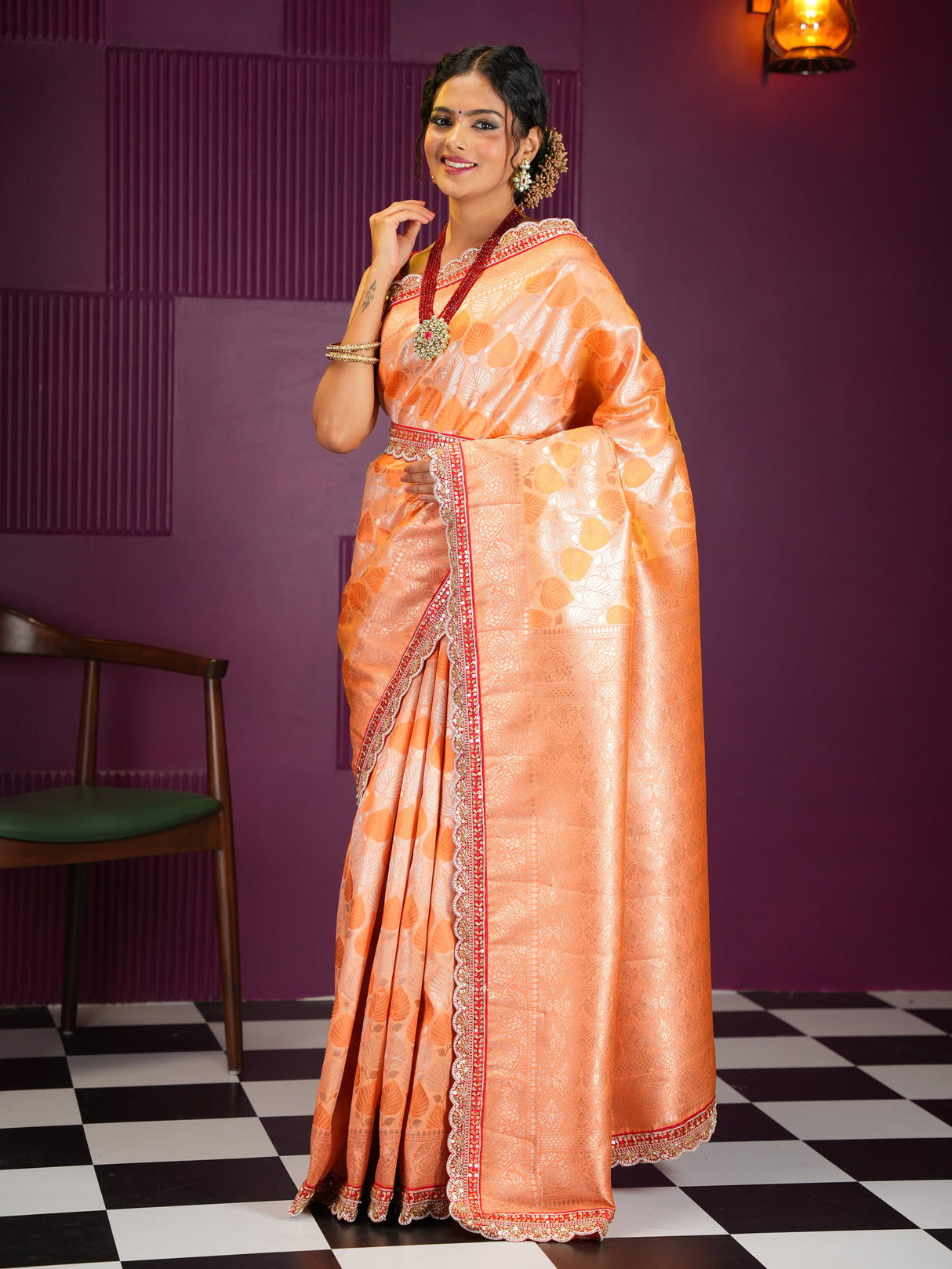 Mimosa Women's Woven Design Kanjivaram Style Art Silk Saree With Blouse Piece : SA00002032ORFREE