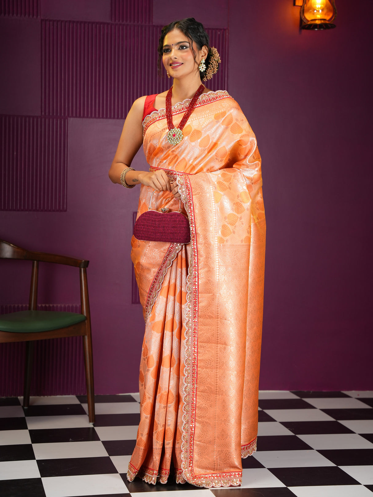 Mimosa Women's Woven Design Kanjivaram Style Art Silk Saree With Blouse Piece : SA00002032ORFREE