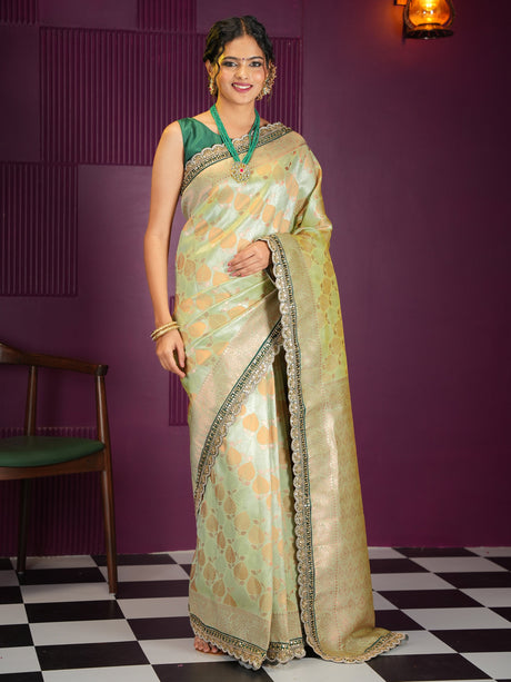 Mimosa Women's Woven Design Kanjivaram Style Art Silk Saree With Blouse Piece : SA00002032PSFREE