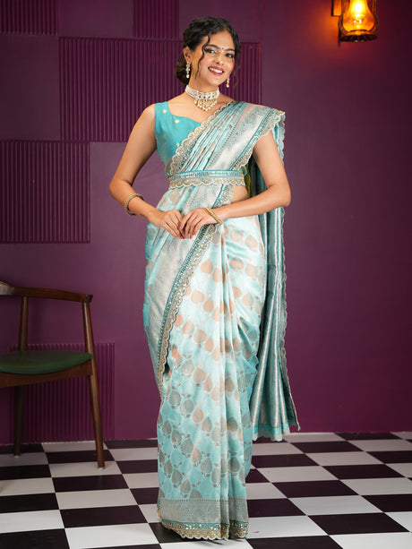 Mimosa Women's Woven Design Kanjivaram Style Art Silk Saree With Blouse Piece : SA00002032SFFREE