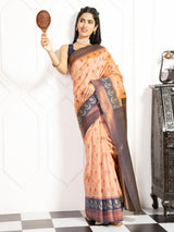 Mimosa Women's Woven Design Pochampally Style Art Silk Saree With Blouse Piece : SA00002059PCFREE