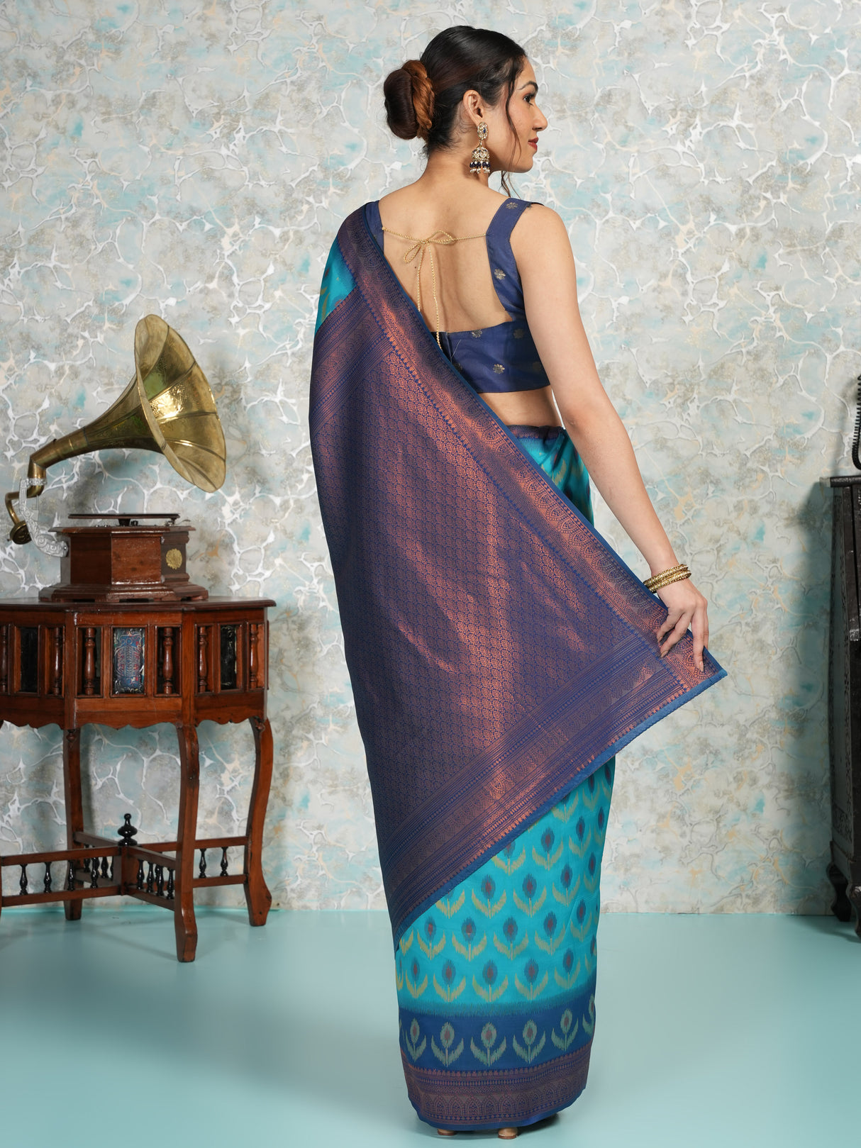 Mimosa Women's Woven Design Pochampally Style Art Silk Saree With Blouse Piece : SA00002059SFFREE