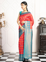 Mimosa Women's Woven Design Pochampally Style Art Silk Saree With Blouse Piece : SA00002059STFREE