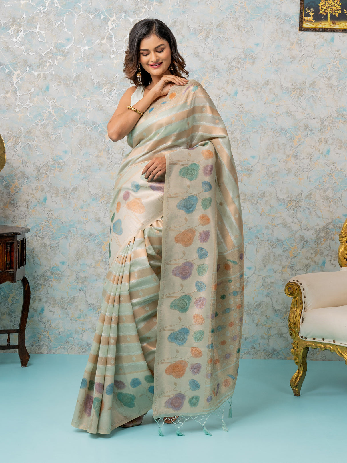 Mimosa Women's Woven Design Banarasi Style Art Silk Saree With Blouse Piece : SA00002064RMFREE